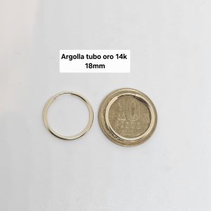 Argolla tubo Oro 14kilates, 18mm