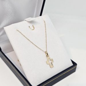 Cadena mas colgante de cruz, Oro 18Kilates