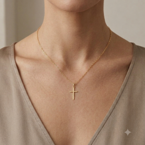 Cadena mas colgante cruz n1, Oro 18kilates