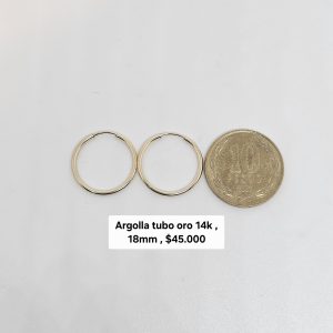 Argolla tubo 18mm , Oro 14k