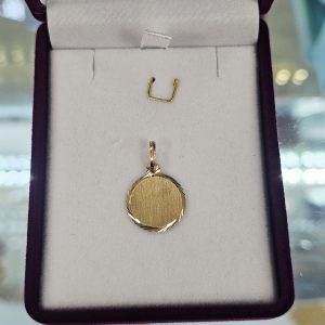 Colgante placa disco Oro 18 Kilates