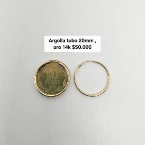 Argolla tubo 20mm Oro 14k