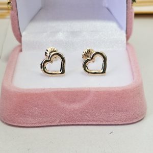 Aros corazón pegado Oro 18 Kilates